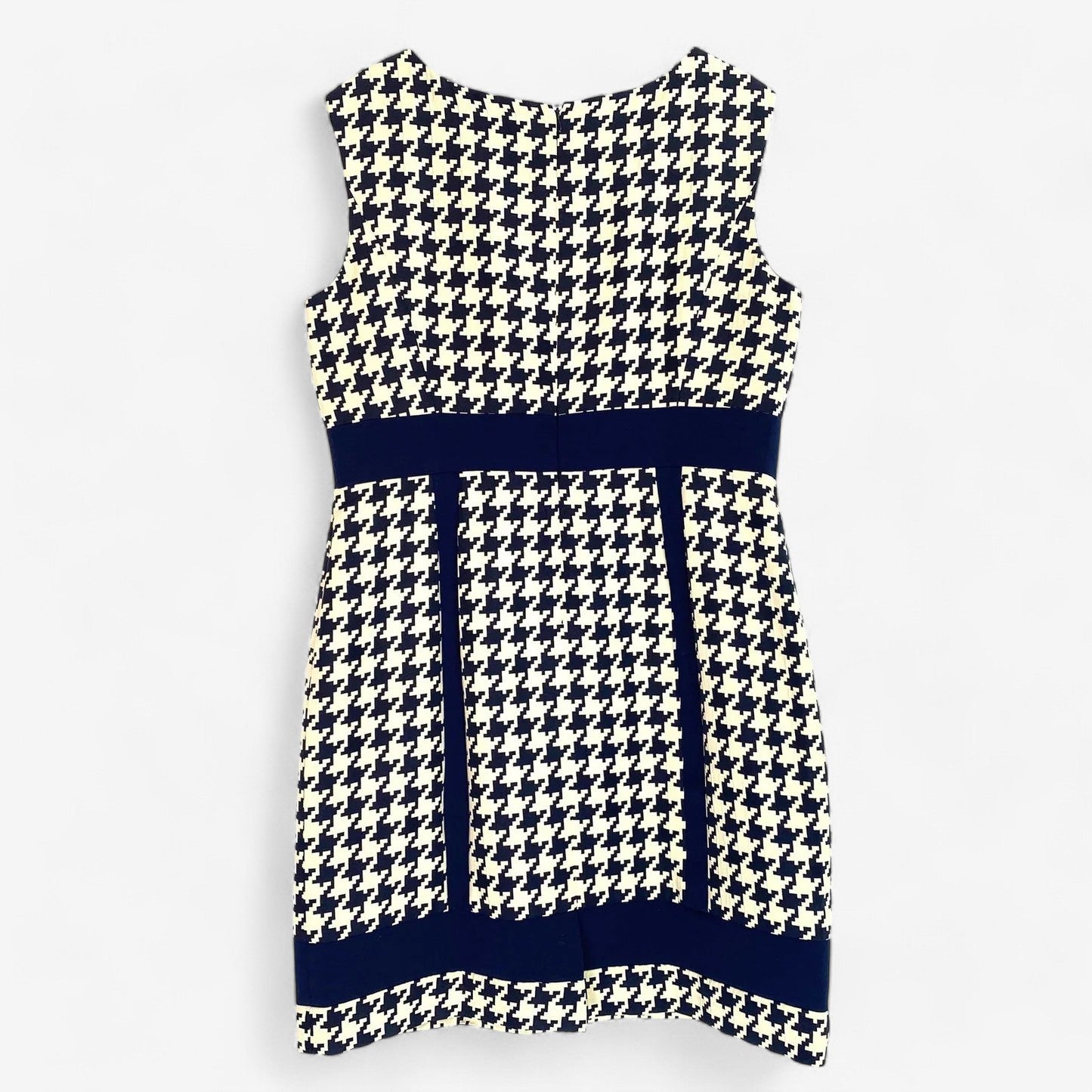 Alex Marie Women's Navy Beige Houndstooth Print Knee-Length Dress - Size 16