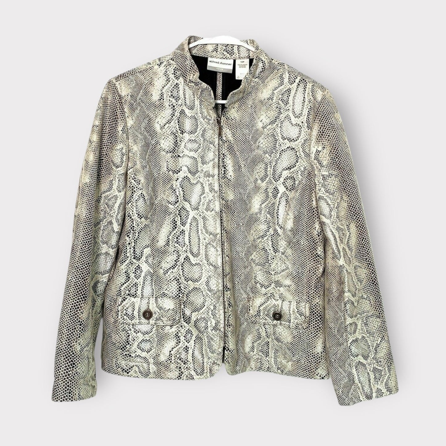 Alfred Dunner Petite Womens Full Zip Jacket | 12P (L) | Gray Snakeskin | EUC -  | Buy at Parsimony Shoppes
