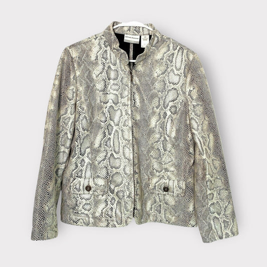 Alfred Dunner Petite Womens Full Zip Jacket | 12P (L) | Gray Snakeskin | EUC -  | Buy at Parsimony Shoppes