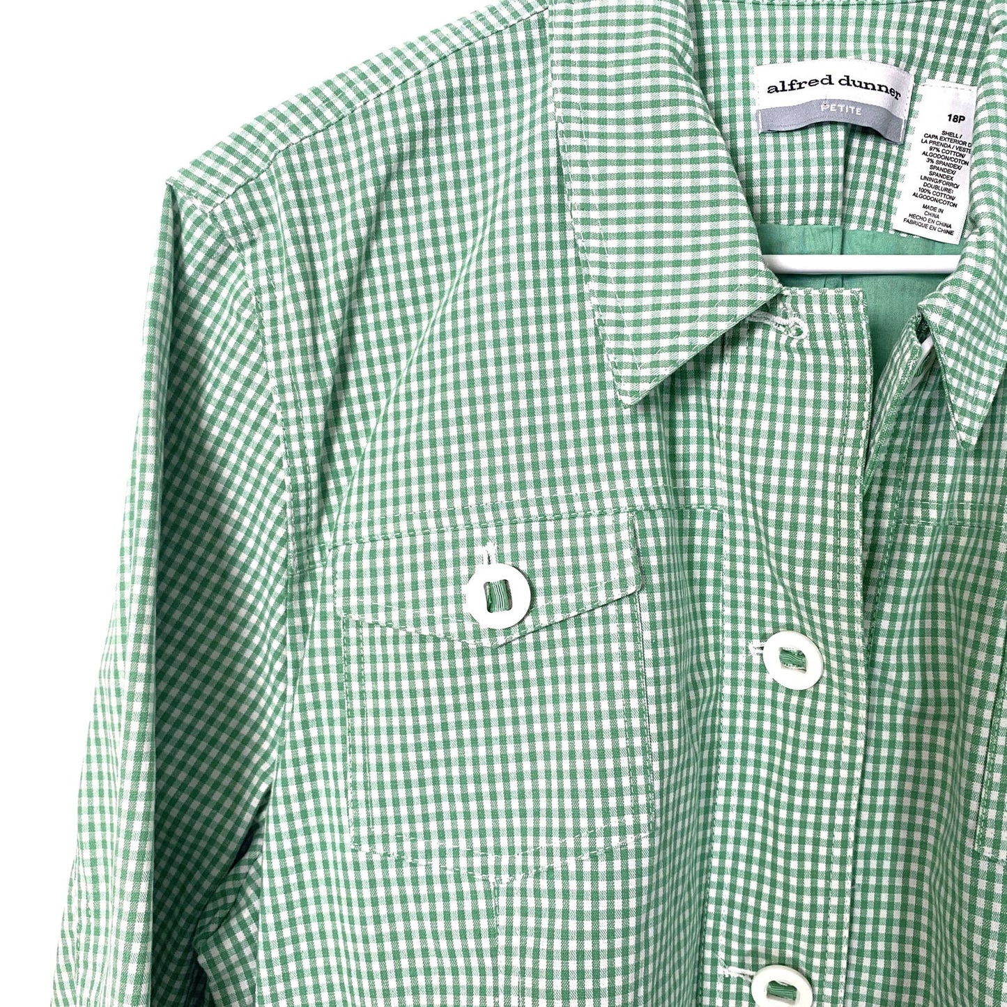 Alfred Dunner Womens Petite Jacket 18P Green Check “Just Checking” -  | Buy at Parsimony Shoppes