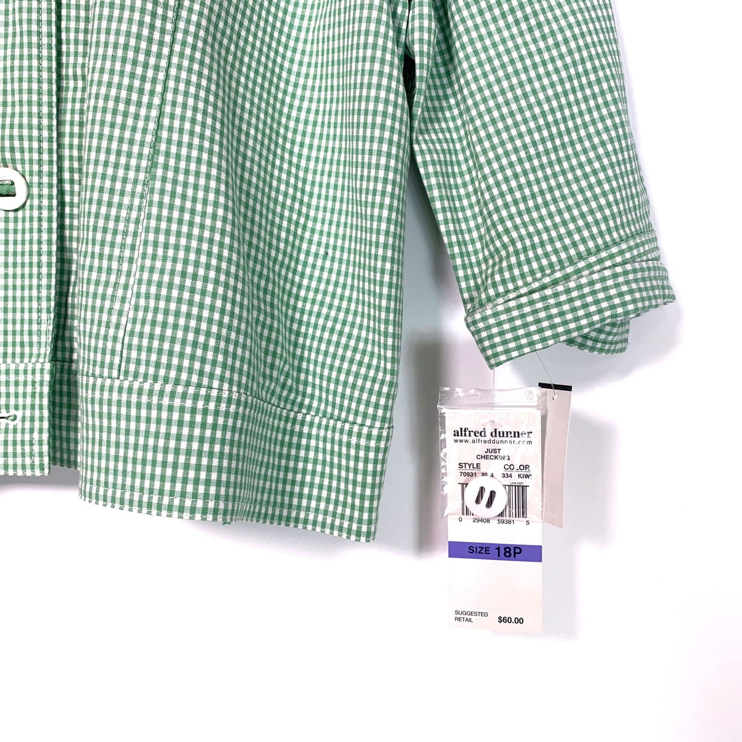 Alfred Dunner Womens Petite Jacket 18P Green Check “Just Checking” -  | Buy at Parsimony Shoppes