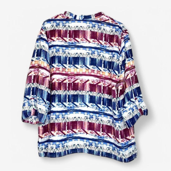 Alfred Dunner Womens Size 14 Multicolor Brushstrokes Pattern Button-Up Blouse L/s
