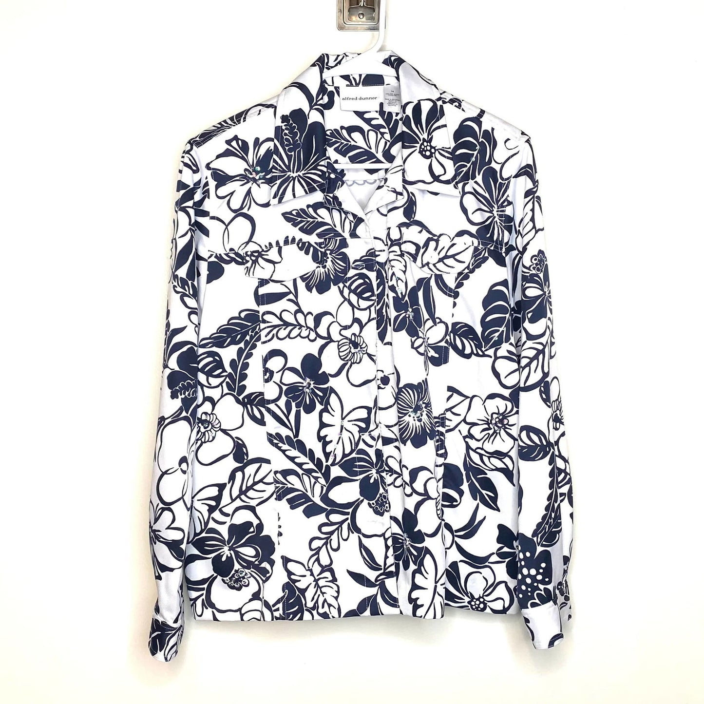 Alfred Dunner Womens Size 14 White Blue Floral Jacket L/s -  | Buy at Parsimony Shoppes