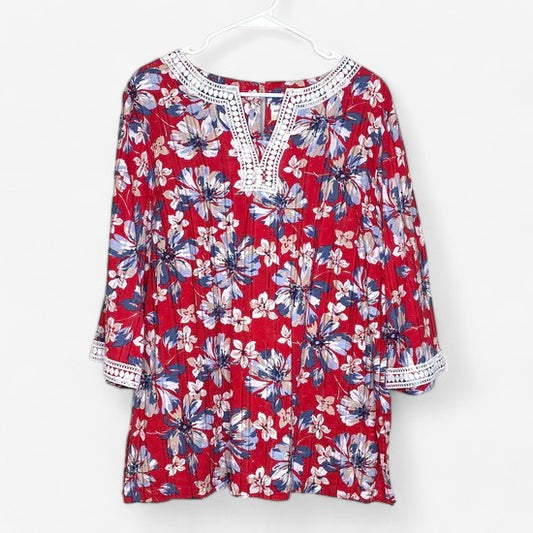 Alfred Dunner Womens Size 18W Floral Pattern Shirt Blouse L/s