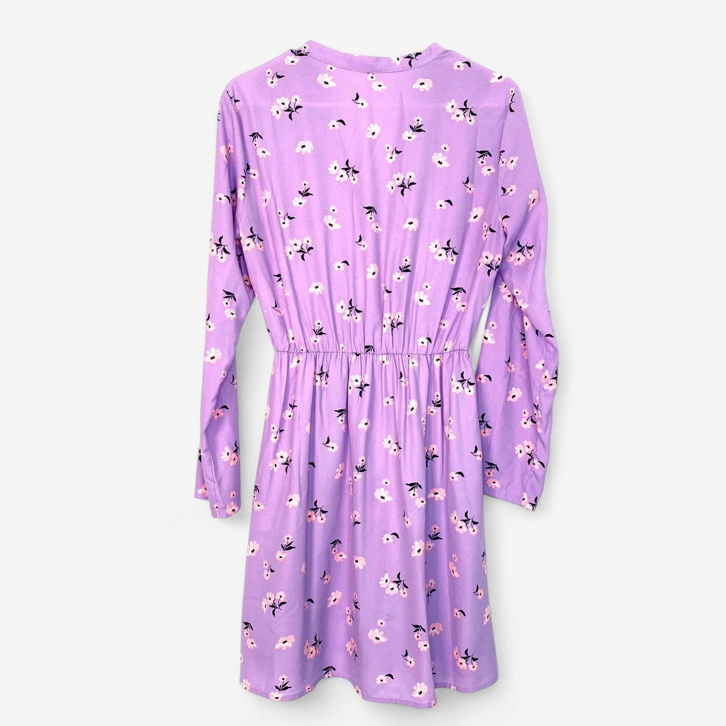 All in Favor Women's Purple Floral Faux Wrap Dress - Long Sleeve - Size M