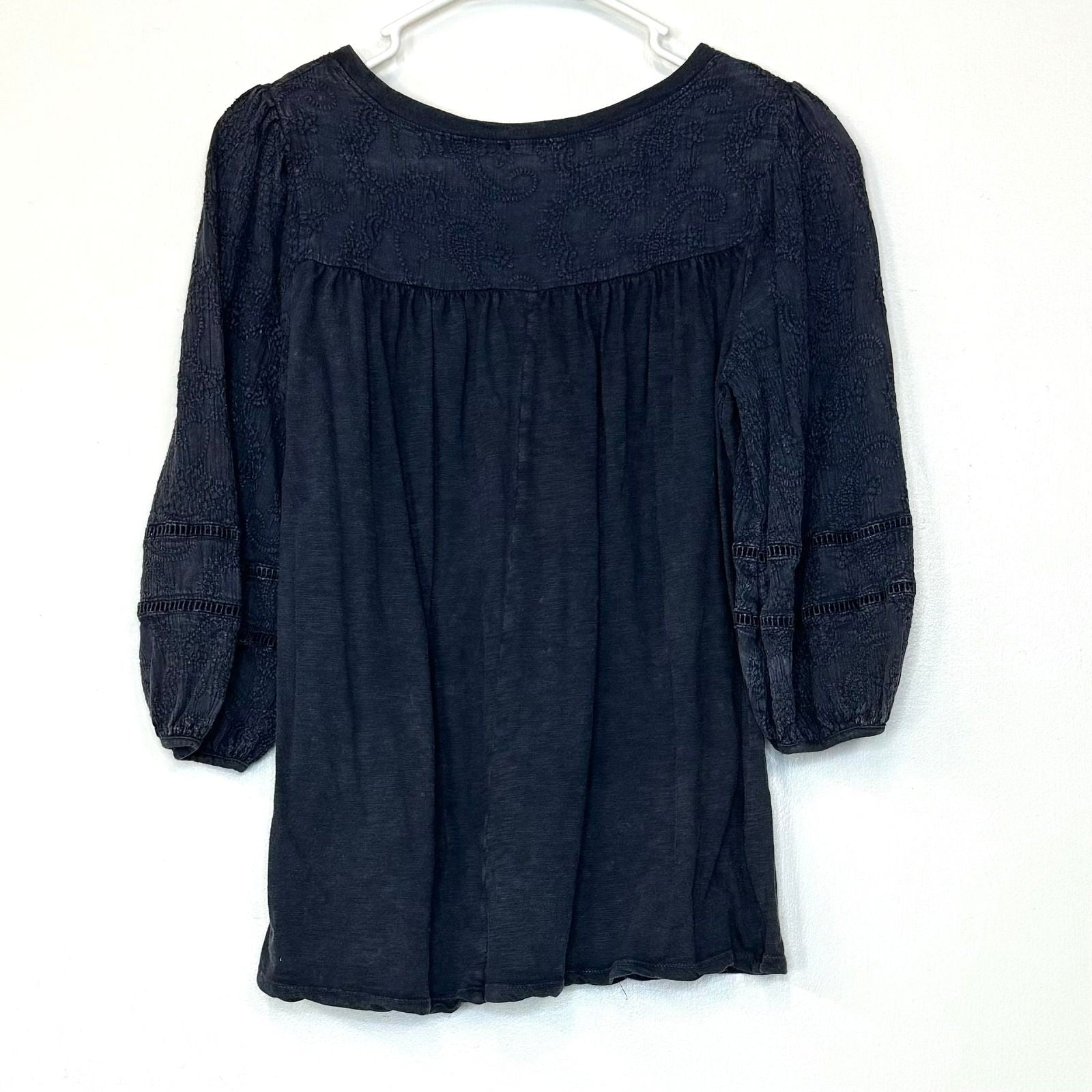 Altar’d State | Womens Contrast-Knit Peasant Top | Color: Blue | Size: S -  | Buy at Parsimony Shoppes