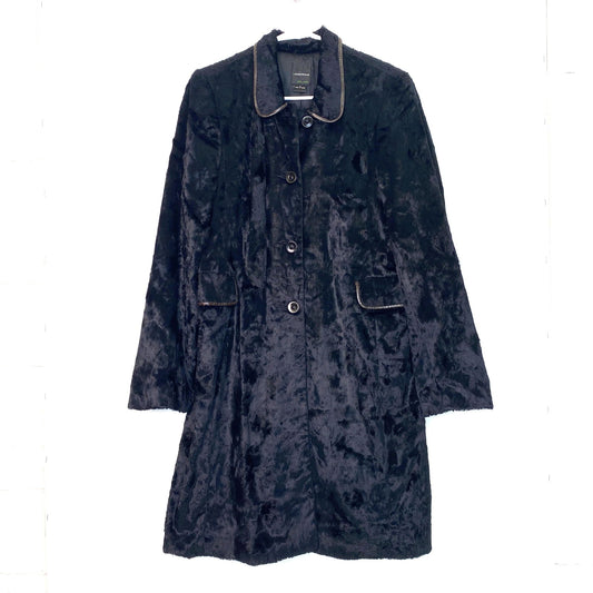 Anonymous John Carlisle Womens Fitted Trench Coat Size L Black Faux Fur Piping -  | Buy at Parsimony Shoppes