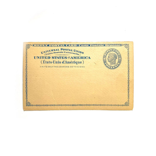 Antique Postal Card - Universal Postal Union Reply Card - Two Cents -  | Buy at Parsimony Shoppes