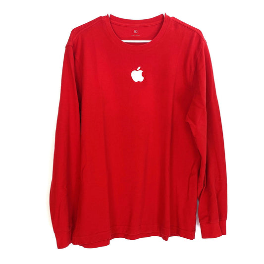 Apple Logo Men Red T-Shirt Size L Employee Only White Embroidered Apple.Com -  | Buy at Parsimony Shoppes