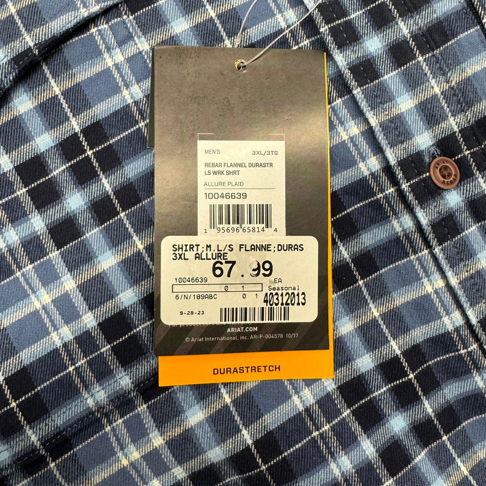 Ariat Rebar | Plaid Flannel Durastretch LS Work Shirt | Color: Blue | Size: 3XL | NWT -  | Buy at Parsimony Shoppes