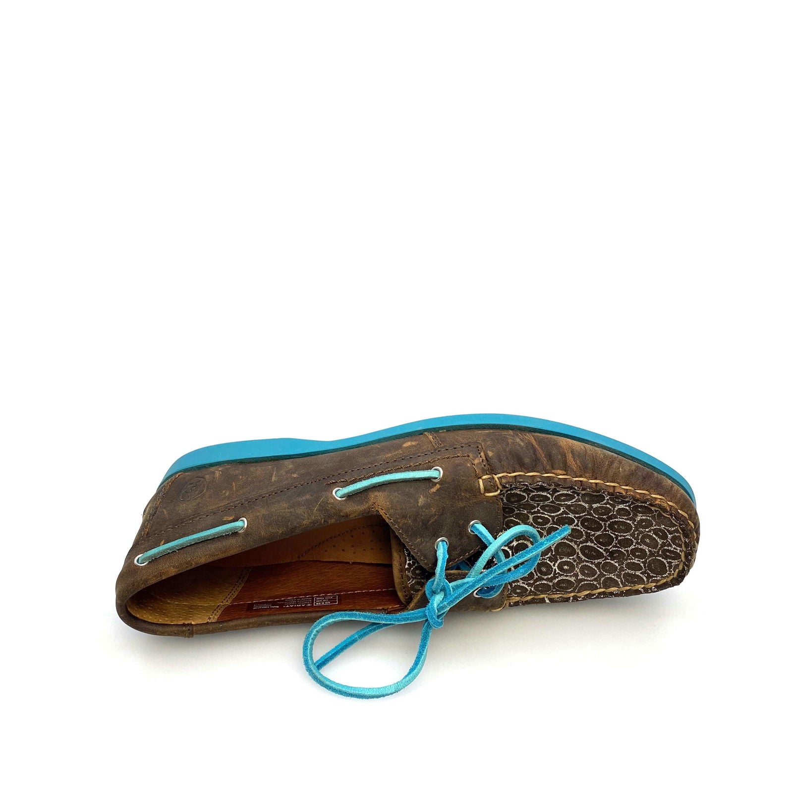 Ariat Womens Size 8.5B Palisade Distressed Brown Aqua Moccasins Boat Shoes -  | Buy at Parsimony Shoppes