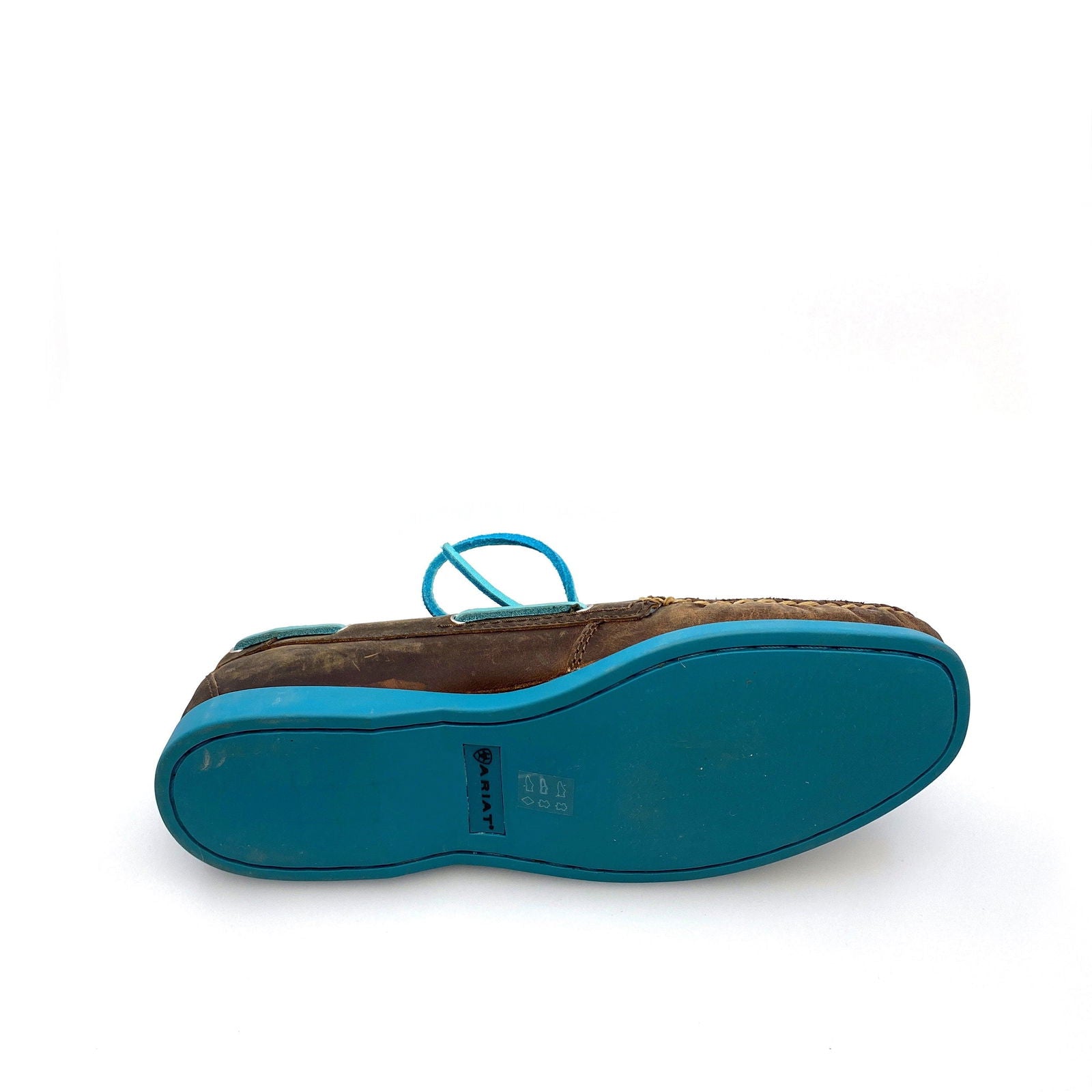 Ariat Womens Size 8.5B Palisade Distressed Brown Aqua Moccasins Boat Shoes -  | Buy at Parsimony Shoppes