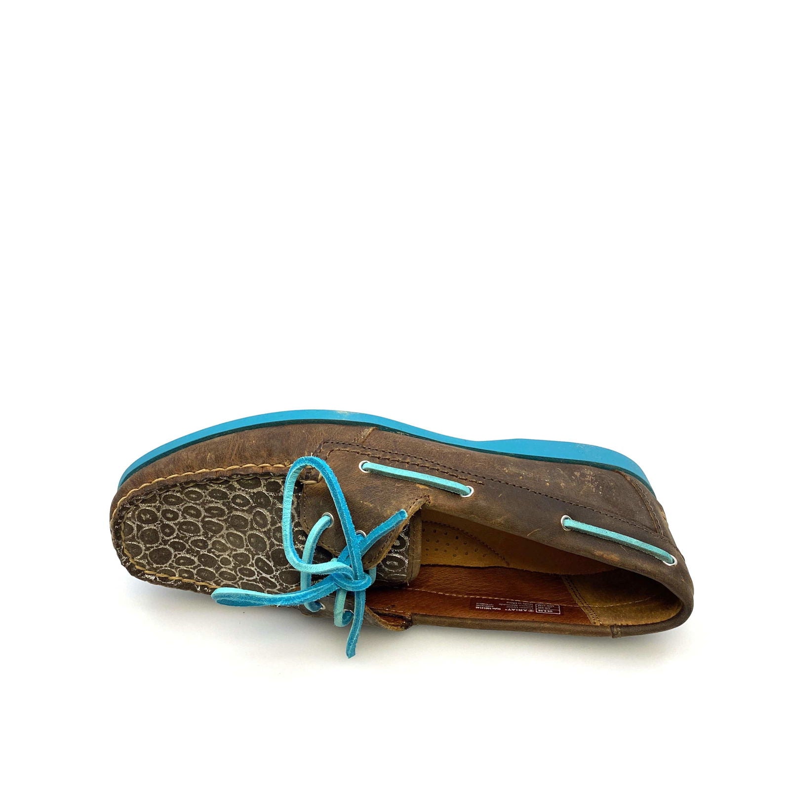 Ariat Womens Size 8.5B Palisade Distressed Brown Aqua Moccasins Boat Shoes -  | Buy at Parsimony Shoppes