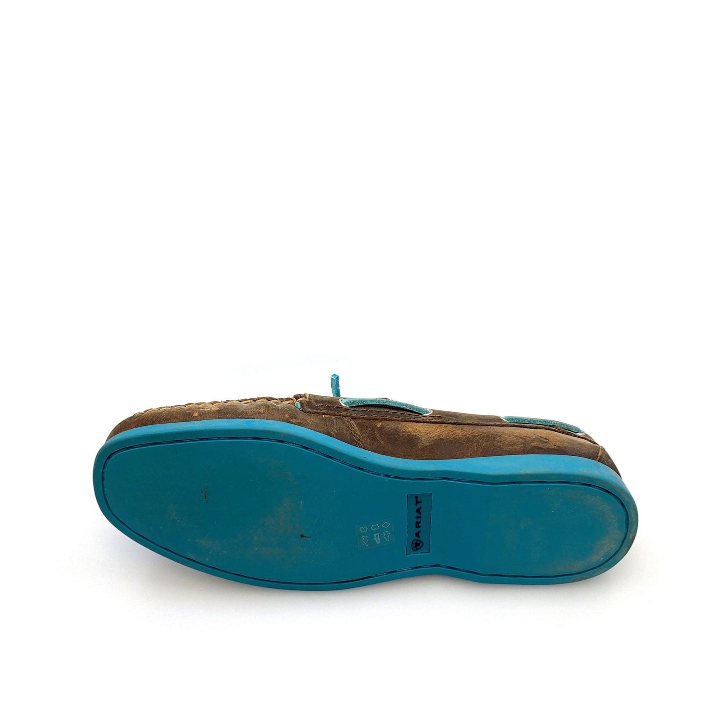 Ariat Womens Size 8.5B Palisade Distressed Brown Aqua Moccasins Boat Shoes -  | Buy at Parsimony Shoppes