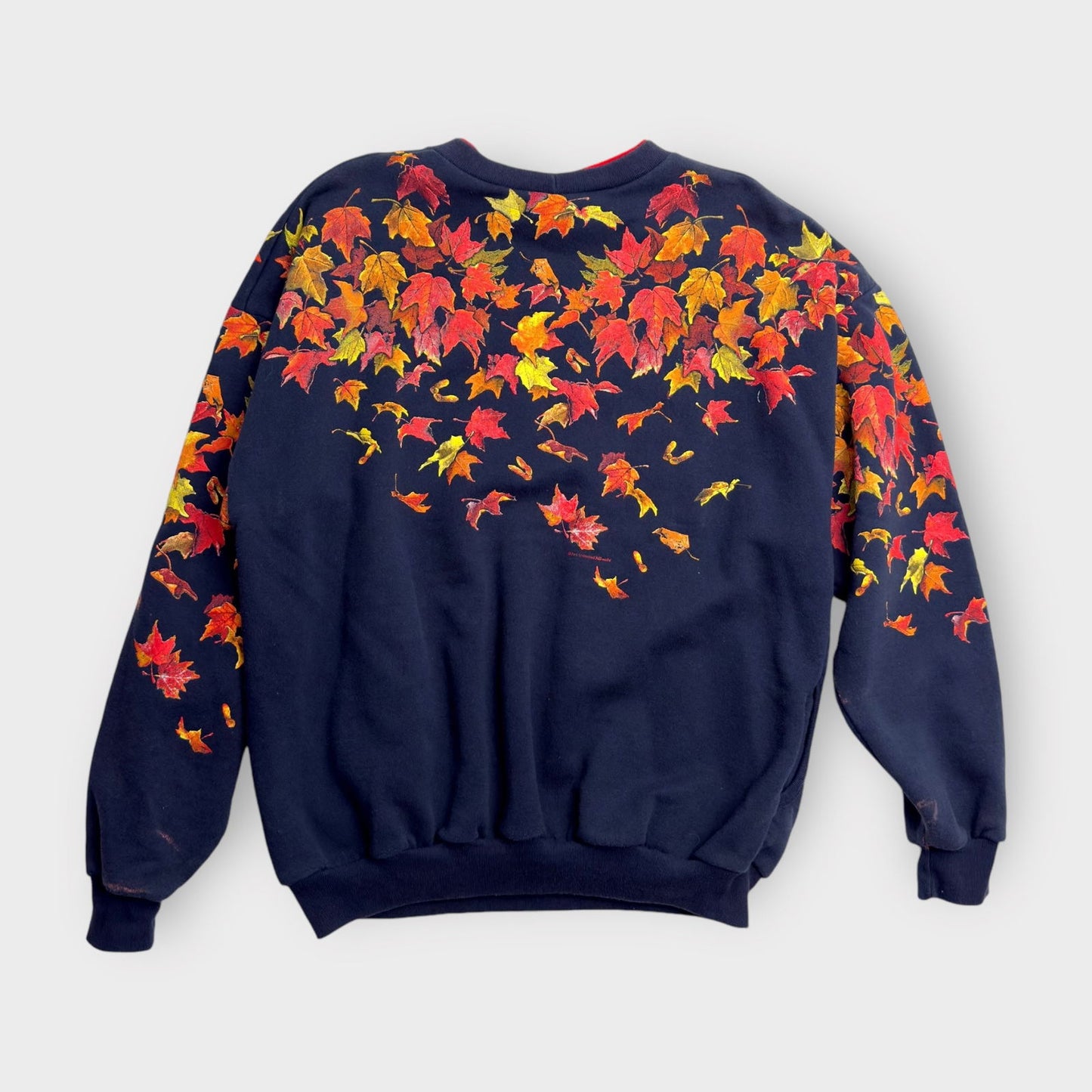 Art Unlimited Womens Crewneck Sweatshirt | XL | Navy Blue with Autumn Leaves | Pockets | Made in USA | Vintage -  | Buy at Parsimony Shoppes