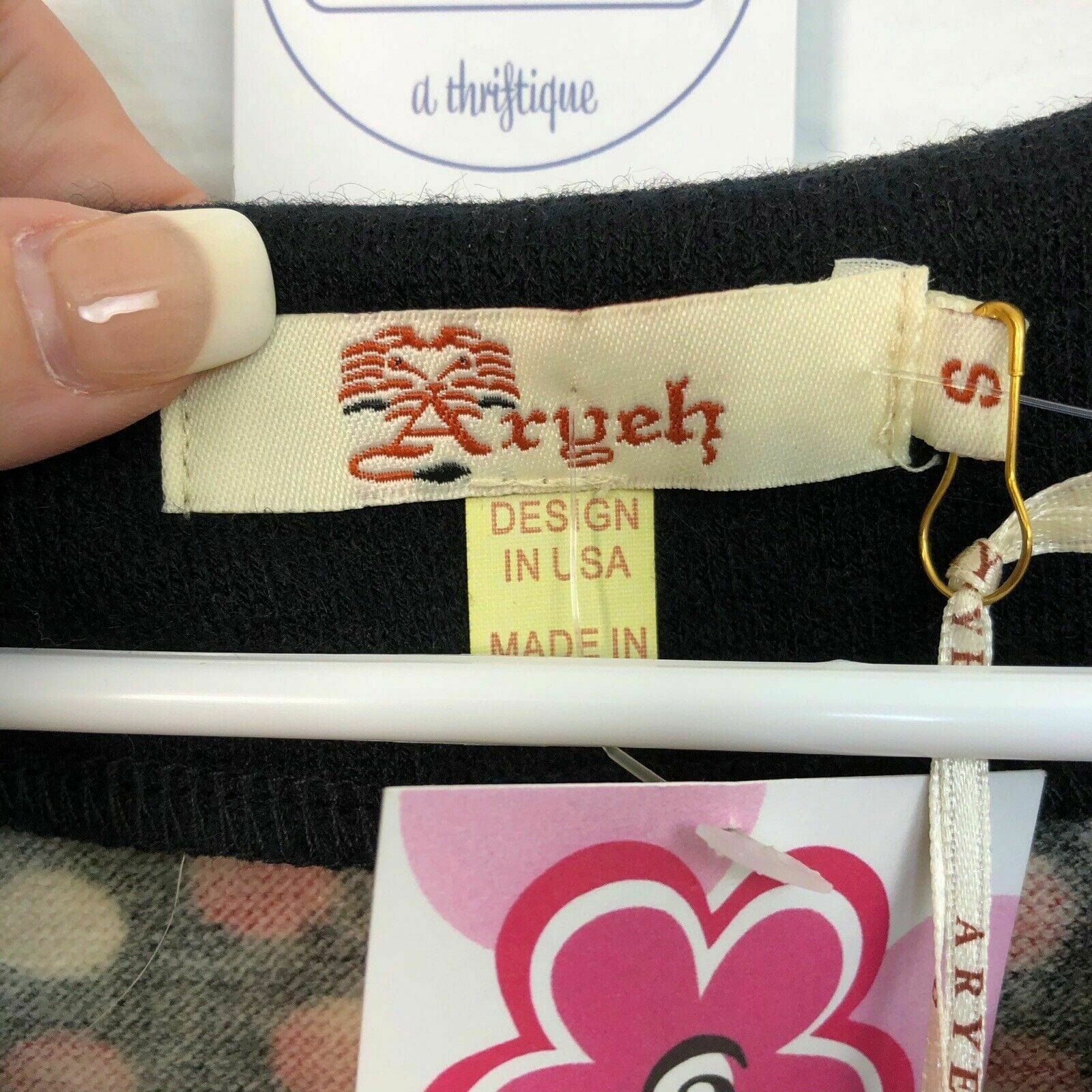 Aryeh Womens Size S Sweater Dress Black Raglan Sleeves Red White Dot Pattern -  | Buy at Parsimony Shoppes