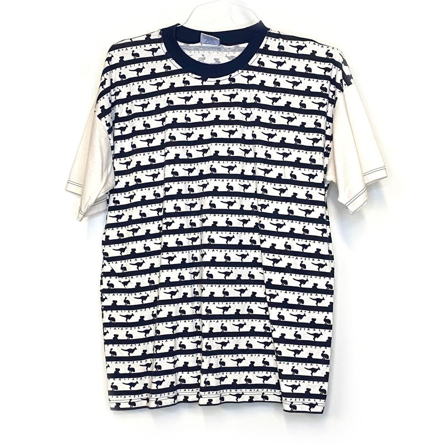 Australian Grown Mens Size L Blue Cream "Australia" Emu Kangaroo Pattern T-Shirt S/s Pre-Owned -  | Buy at Parsimony Shoppes