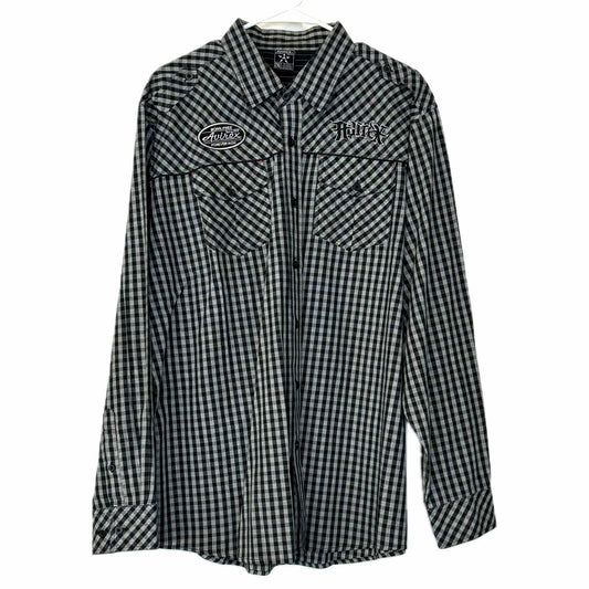 Avirex | Embroidered Box Check Button-Up Shirt | Size: 2XL | Color: Black/Gray | Pre-Owned -  | Buy at Parsimony Shoppes