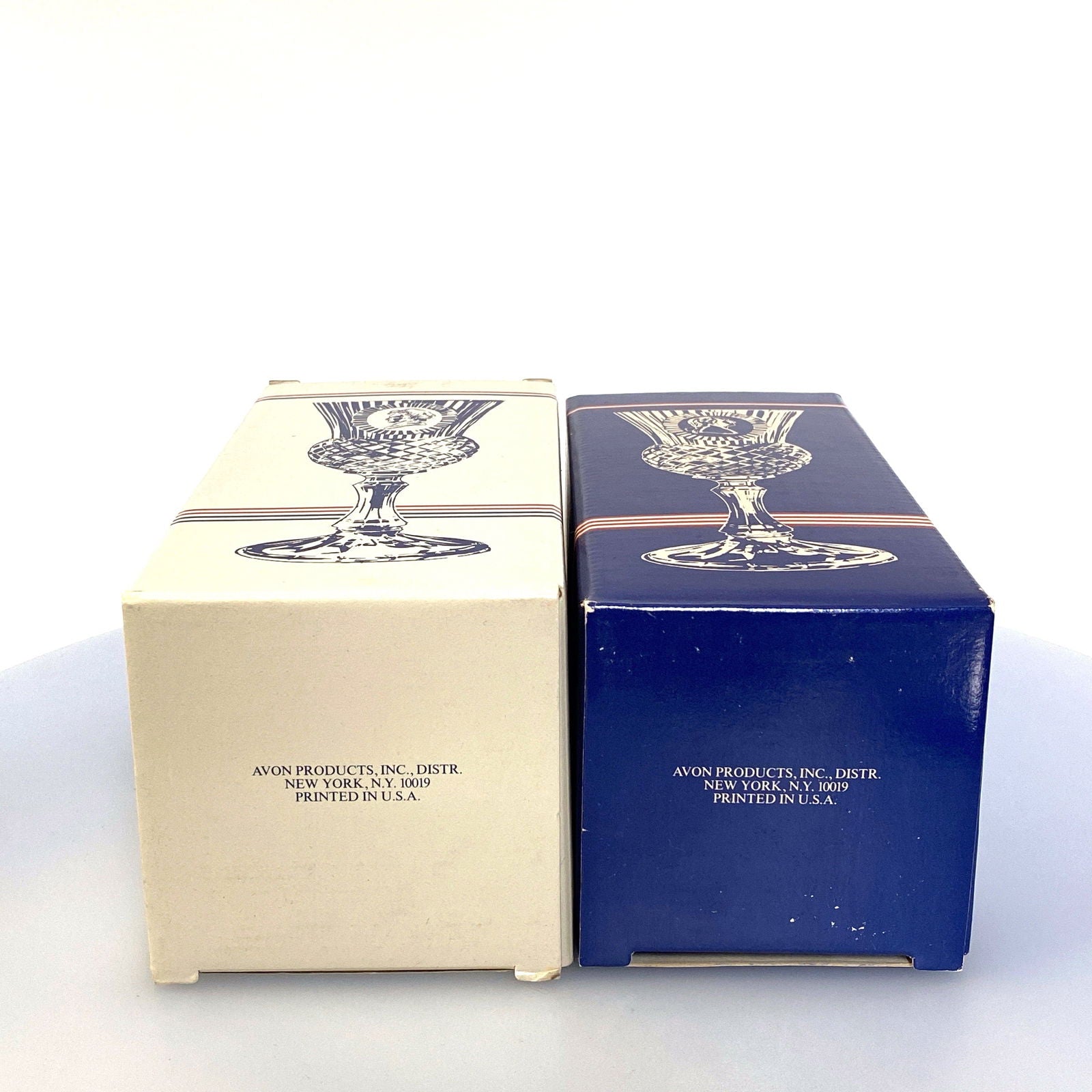 Avon by Fostoria Glass Candle Holder Cobalt Blue MARTHA & GEORGE WASHINGTON 1976, Set of 2 -  | Buy at Parsimony Shoppes