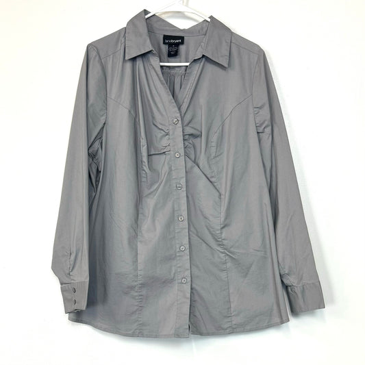 Lane Bryant | Womens Oxford Button-Up Shirt | Color: Gray | Size: 18 | Pre-Owned