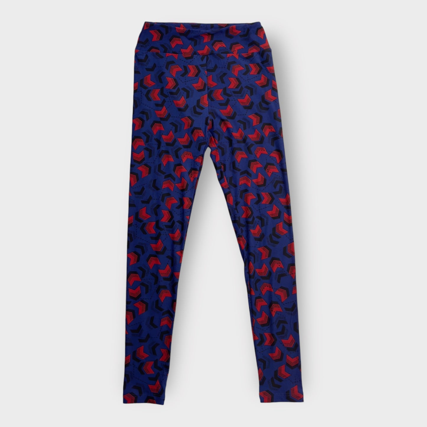 LuLaRoe Leggings | OS (2-10) | Navy/Red/Black Chevron Print | New