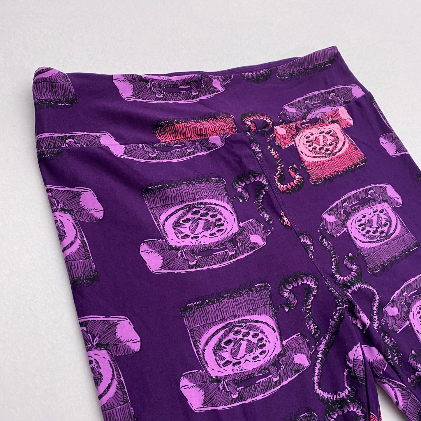 LuLaRoe Leggings | TC (12-18) | Purple/Pink Rotary Telephones | New