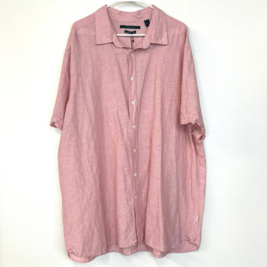 Perry Ellis Mens Size 2X Salmon Pink Linen Blend Shirt Button-Up S/s NWT
