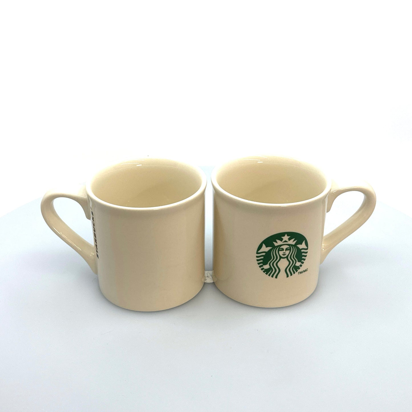 Set of 2 Starbucks Classic Green Mermaid Logo Porcelain 16oz, Pre-Owned