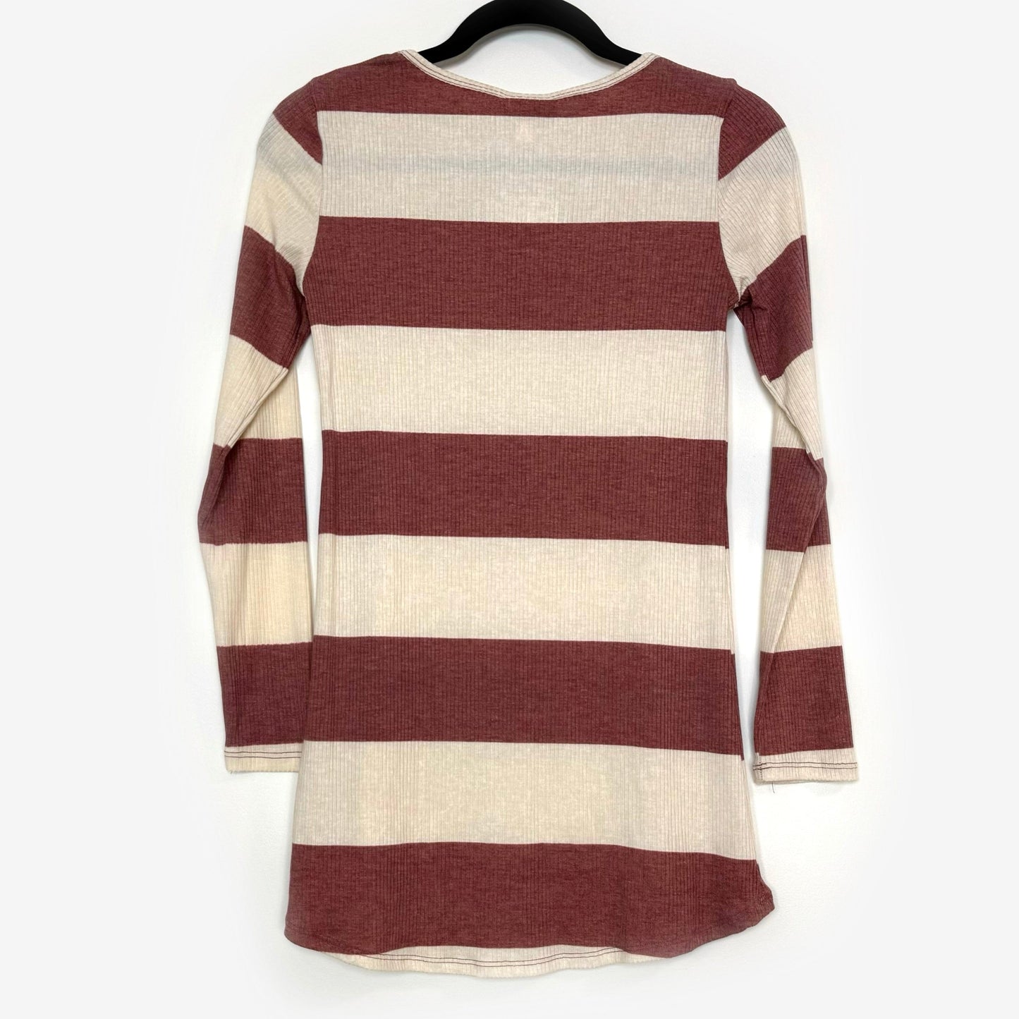 LuLaRoe Vault | Lynnae High-Low L/s Top | Size: XXS  (00-0) | Brown/Cream | Striped | NWT