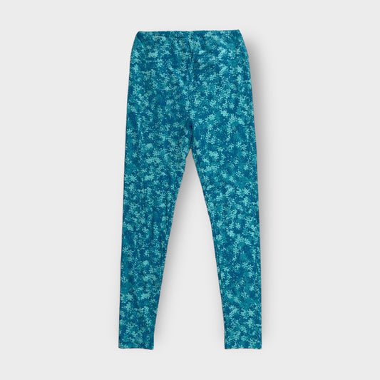 LuLaRoe Leggings | OS (2-10) | Blue/Blue Botanical Foliage | Buttery Soft | New