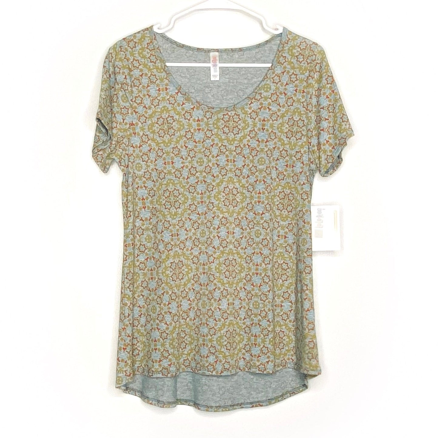 LuLaRoe Womens M Gray/Yellow Mandala/Botanical Classic T S/s Top NWT