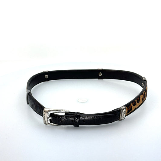 Brighton | Womens Animal Print Buckled Leather Belt | Color: Black/Multicolor | Size: M/30 | Pre-Owned