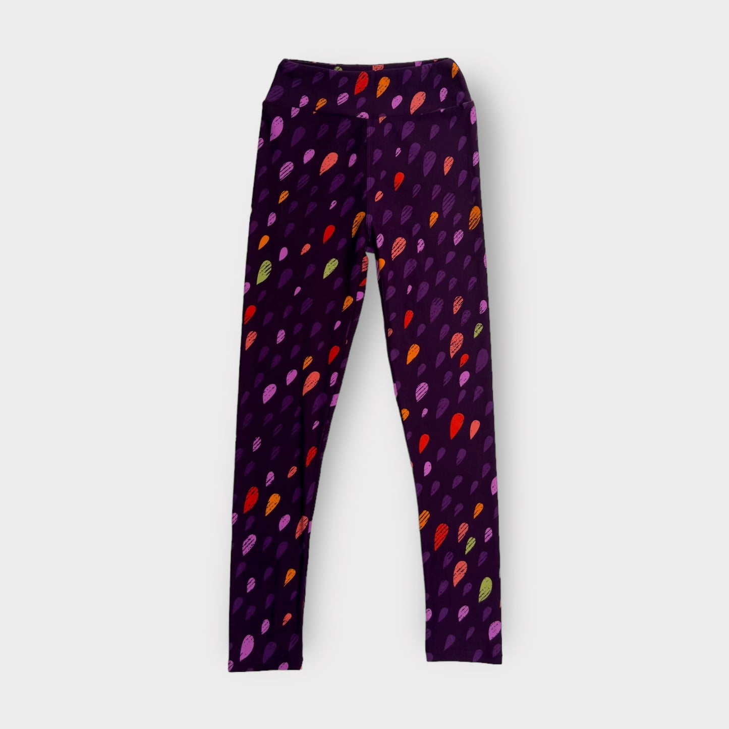 LuLaRoe Juniors Leggings | Tween (00-0) | Purple/Multicolor Droplets | Buttery Soft | New