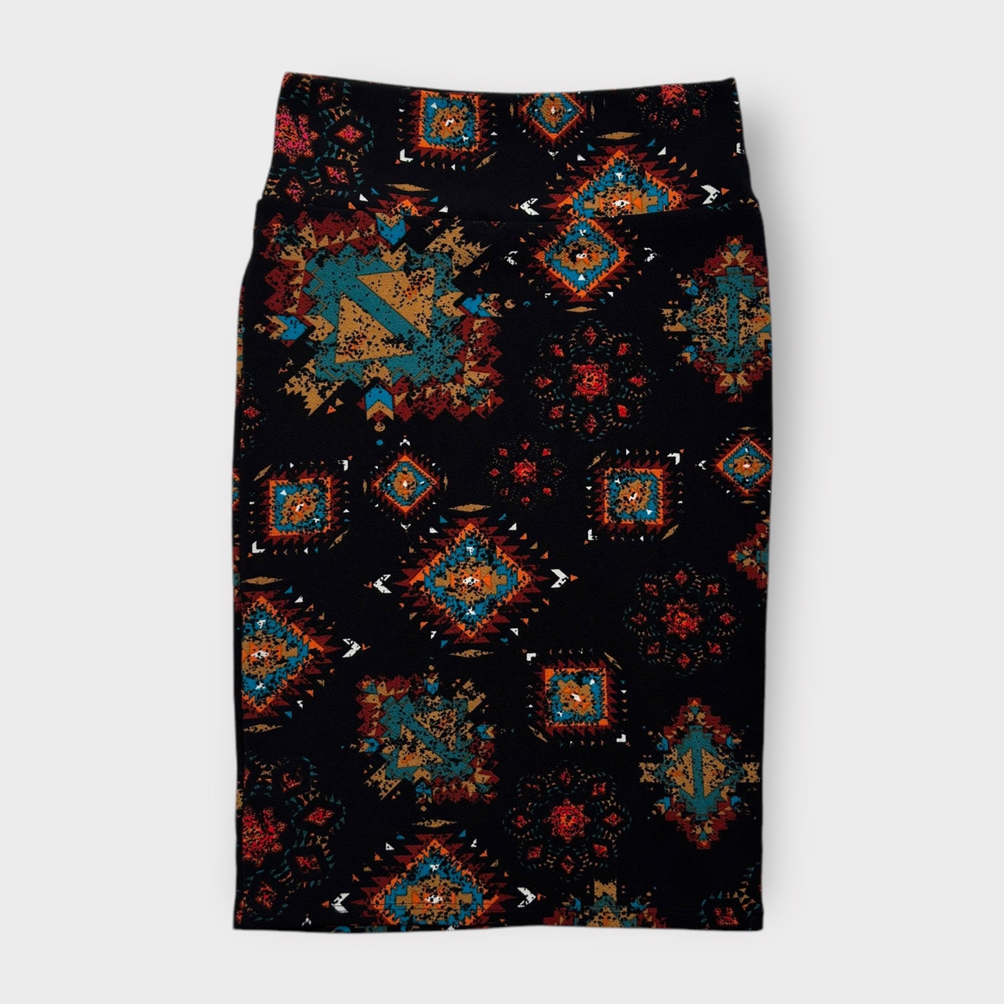 LuLaRoe Cassie Pencil Skirt - Black Multicolor Aztec Pattern - Size S (6-8) - NWT