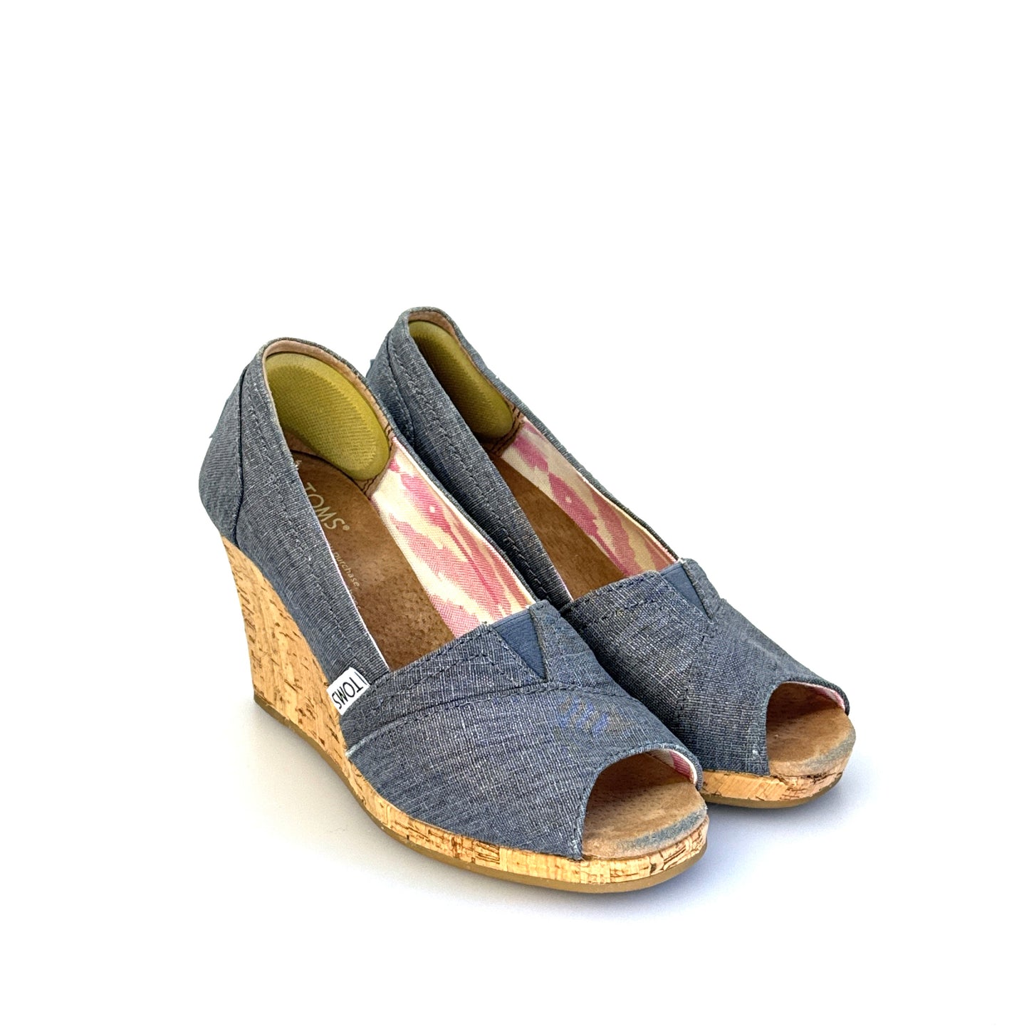 Toms | Womens Denim Wedge Cork Heel Shoes | Color: Blue | Size: 5 | GUC