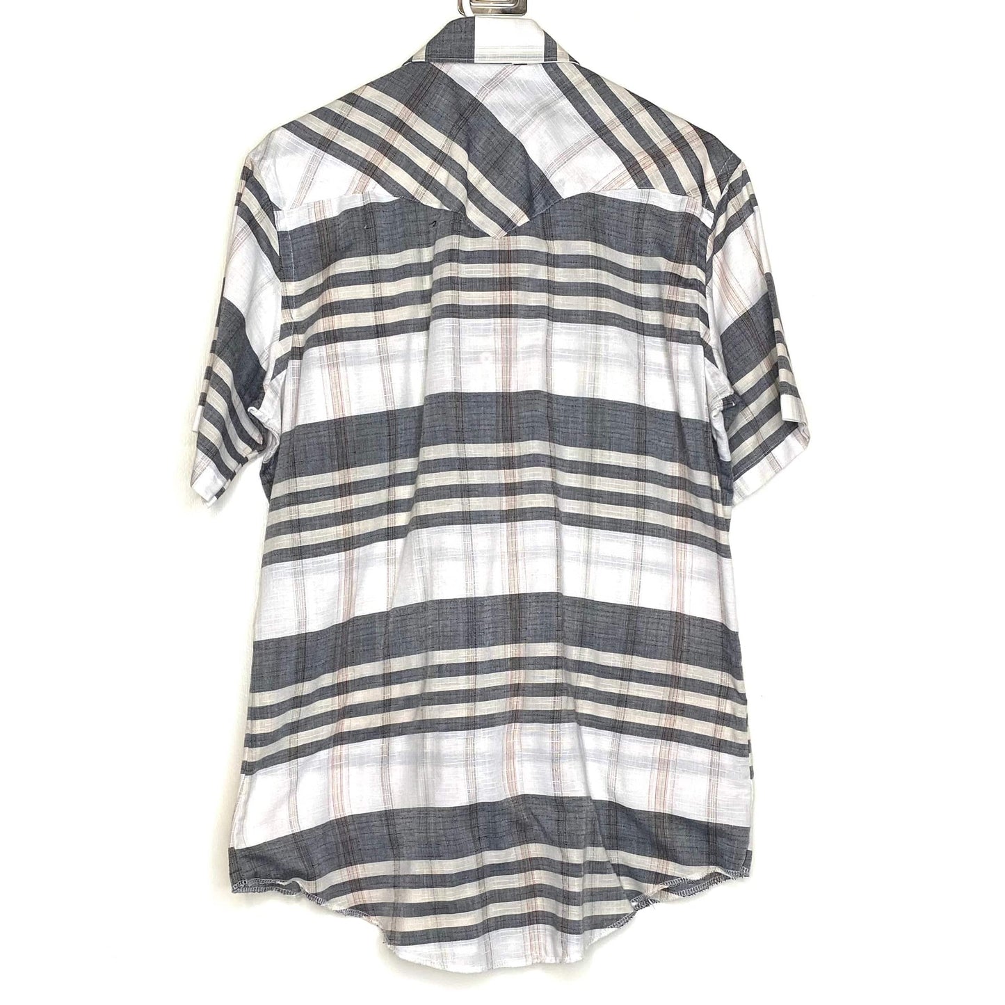 Vinage Wrangler Mens Size L Black/Beige Plaid Snap-Up Western Shirt S/s Pre-Owned