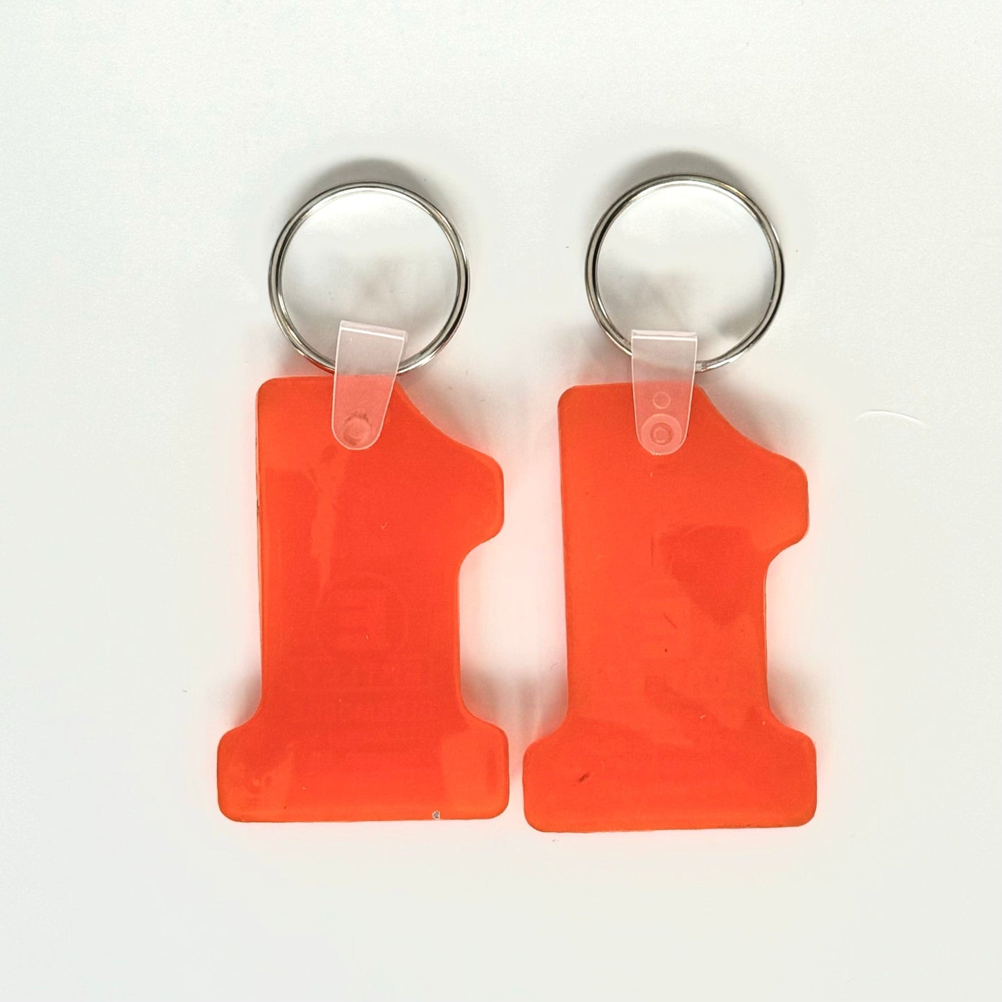 Pair of (2) Vintage ‘Ertley Oldsmobile -  Kingston, PA’ Orange Keychain Key Ring Rubber #1