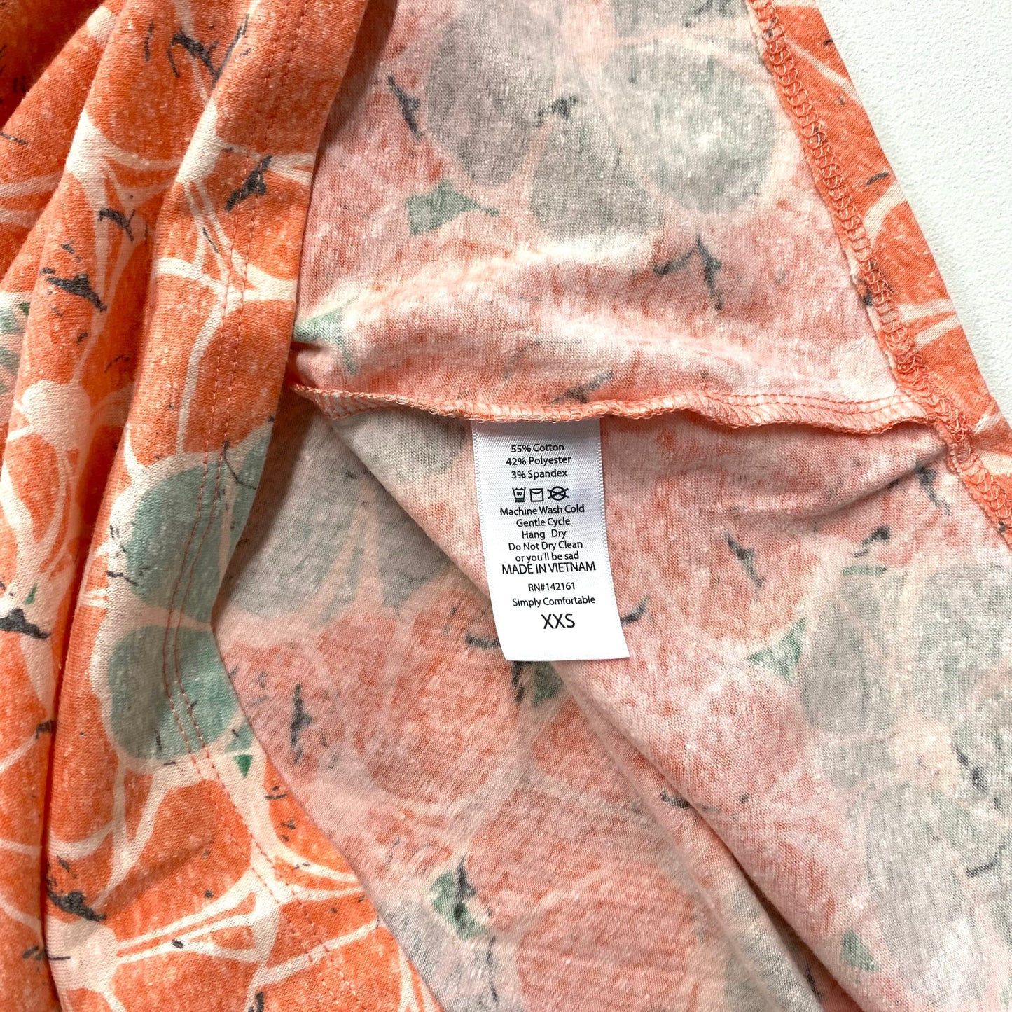 LuLaRoe Womens XXS Irma Orange/White/Green Floral S/s Tunic Top NWT