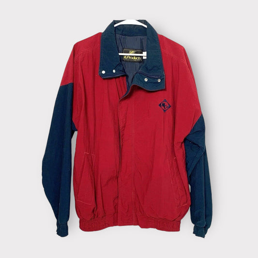 K Products Vintage NC+ Seed Colorblock Zip Up Jacket | Red/Blue | L (42-44) | VGC