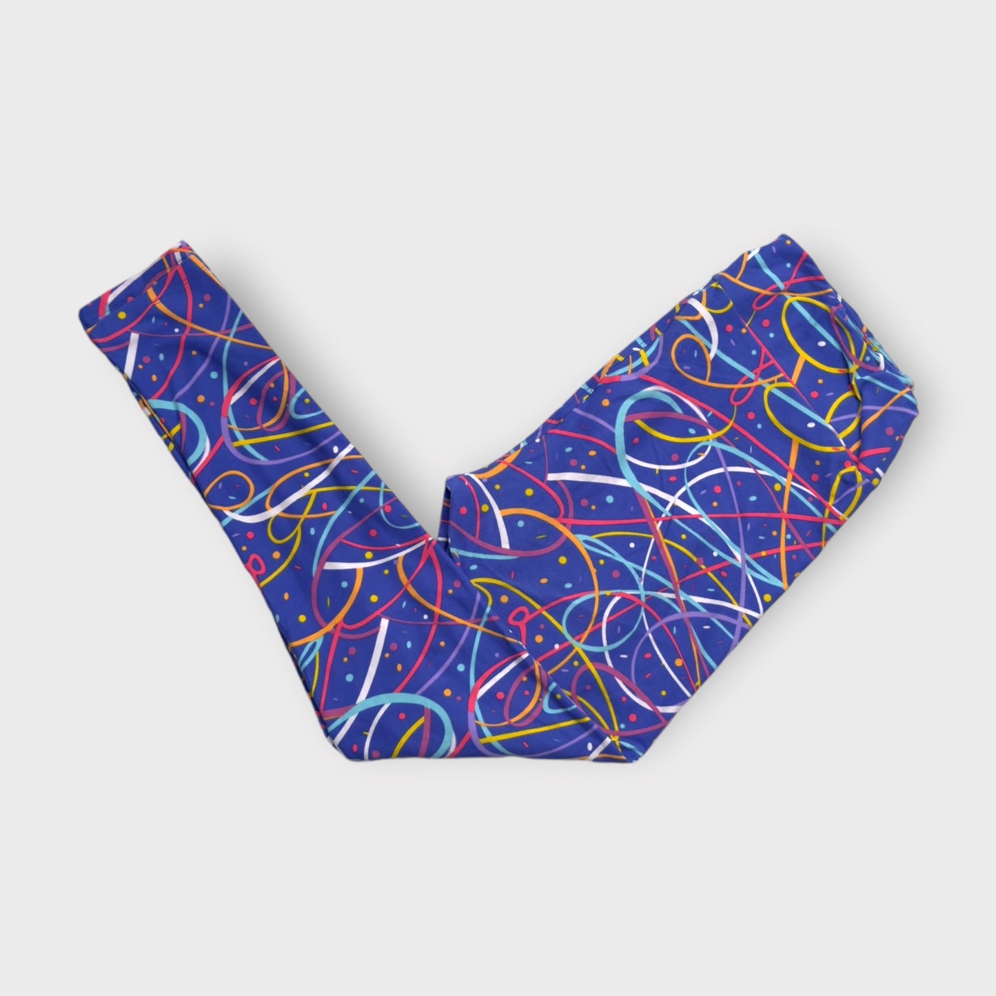 LuLaRoe Print Leggings | Tall & Curvy (12-18) | Blue Multicolor Abstract | Soft Stretch Knit | New