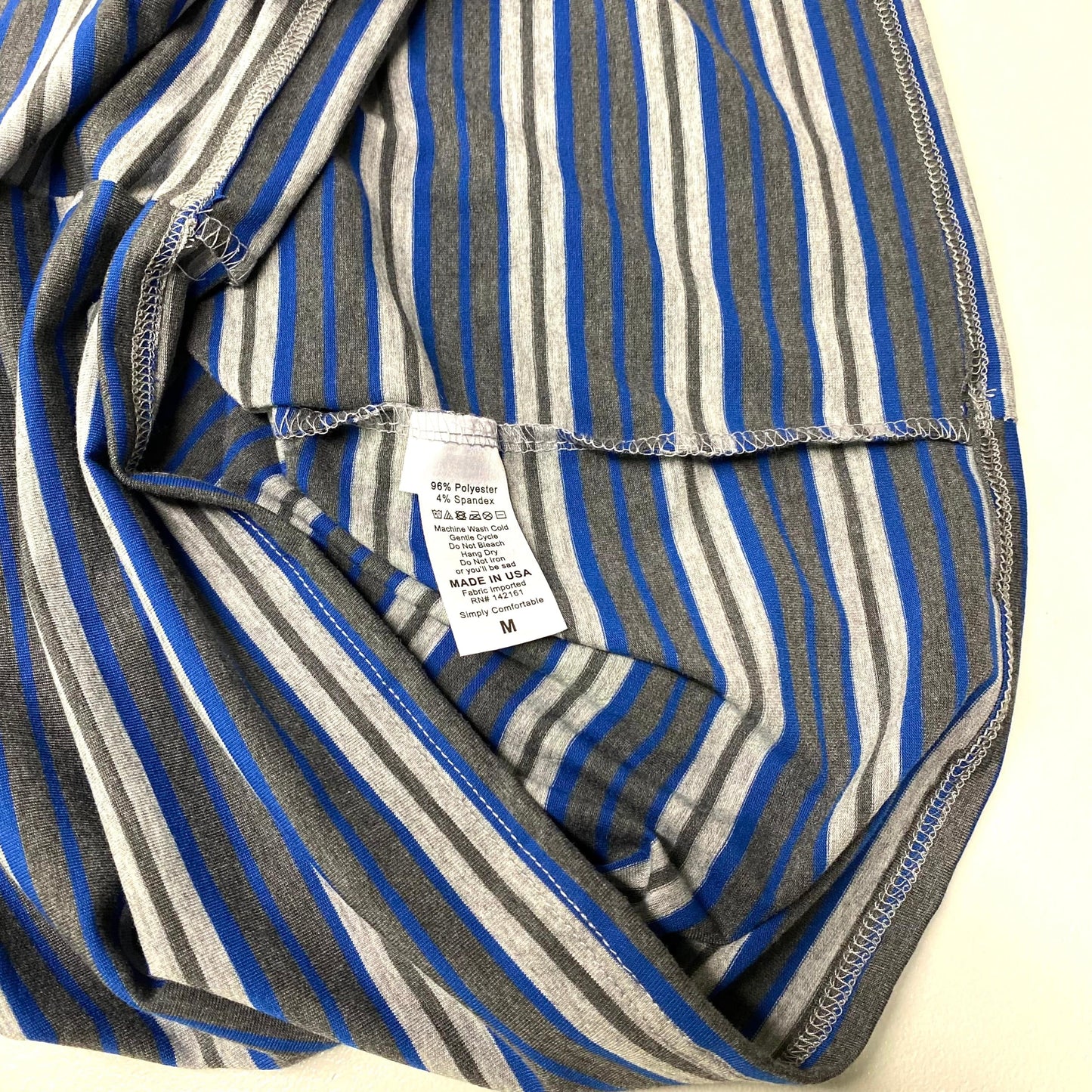 LuLaRoe Womens M ‘Debbie’ Blue/Gray Balanced Stripes L/s Sheath Dress NWT