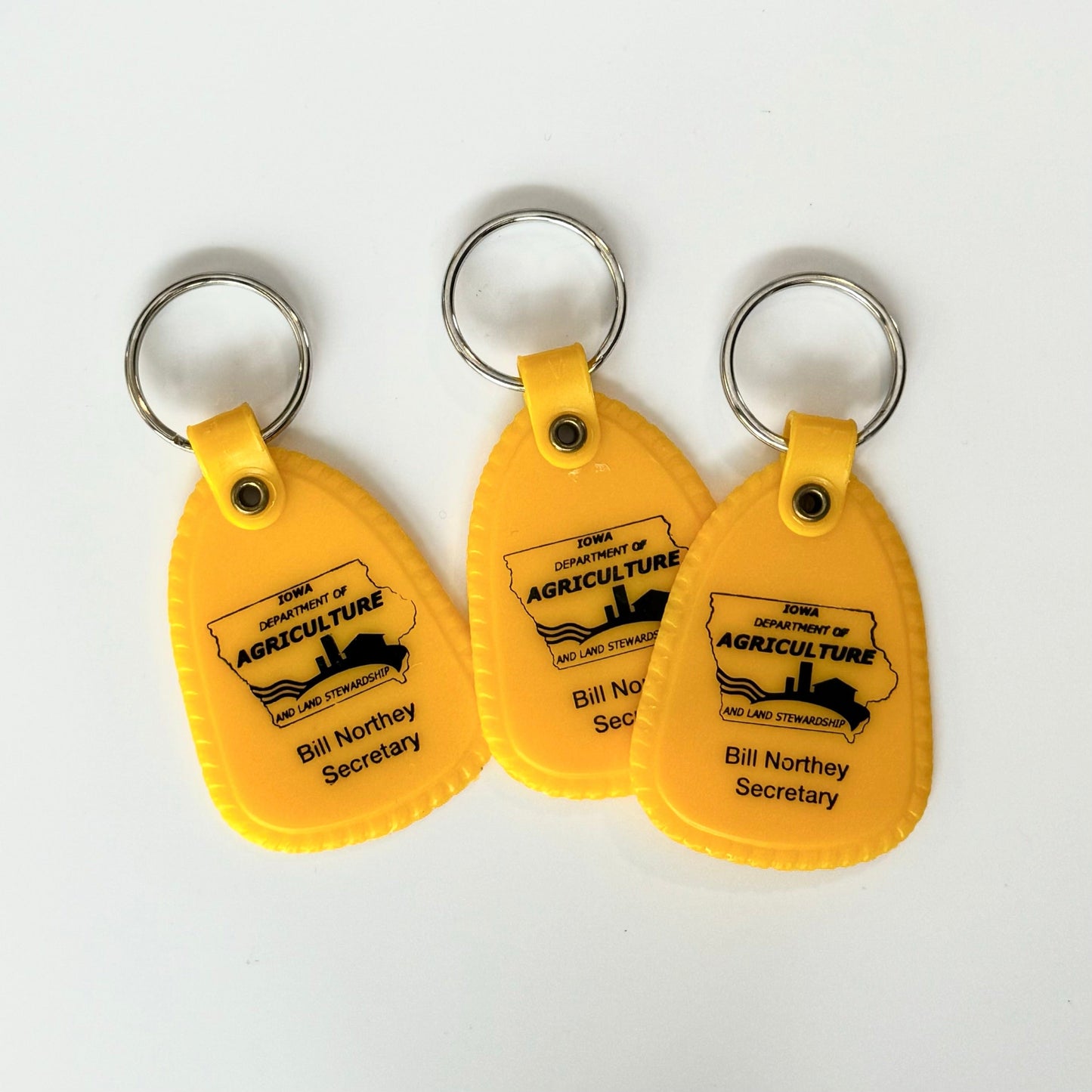 Iowa Dept Of Agriculture/Bill Northey (Set of 3) Yellow Keychains Key Rings