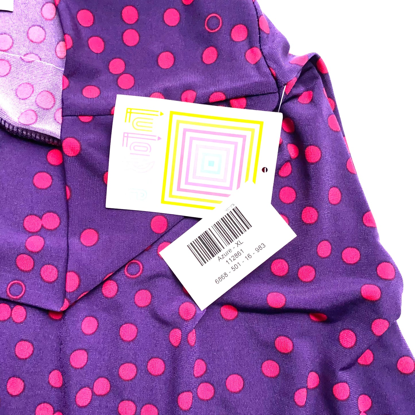 LuLaRoe Womens Azure Skirt | XL (18-20) | Fuchsia Pink/Purple Fizzy Dots Print | Soft Jersey Knit | NWT