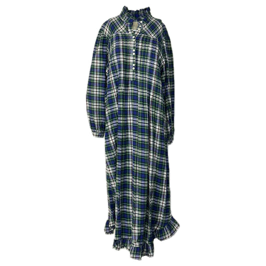Erika Taylor | Womens Country Cottons Intimates Plaid Nightgown | Color: Blue/Green | Size: L | Pre-Owned | Vintage