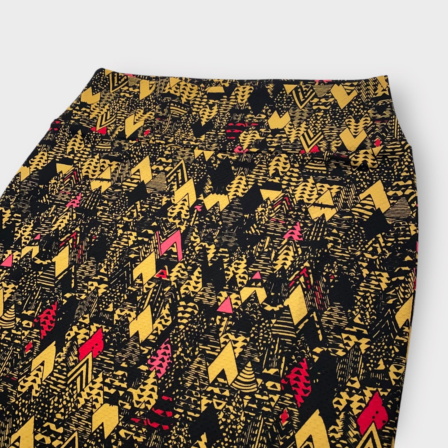 LuLaRoe Cassie Pencil Skirt - Black/Yellow Abstract - Women's L (12-14) - NWT