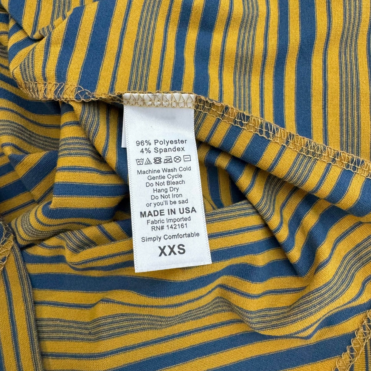 LuLaRoe Vault | Lynnae High-Low L/s Top | Size: XXS  (00-0) | Yellow/Blue | Striped | NWT