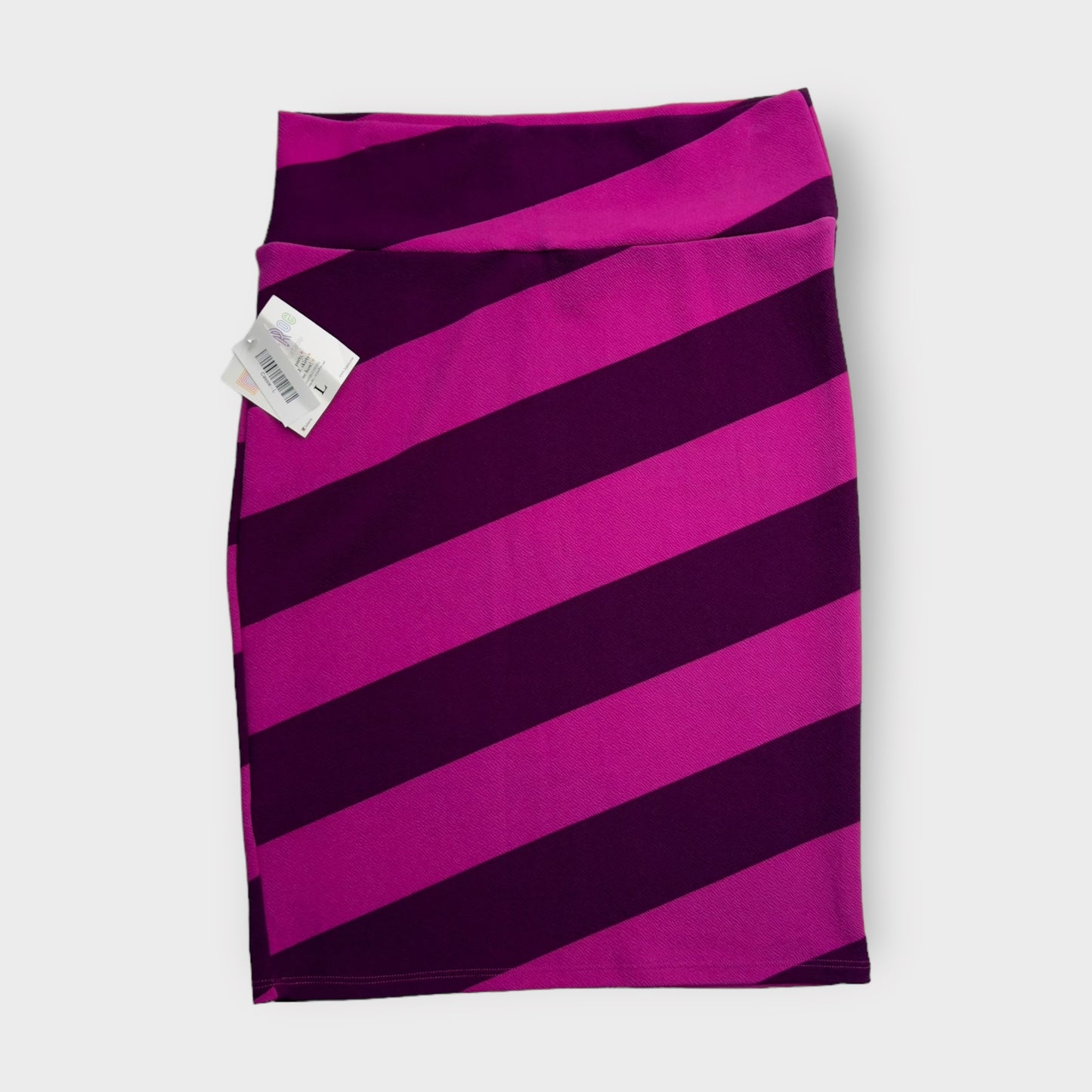 LuLaRoe Cassie Pencil Skirt | L (14-16) | Purple/Purple Diagonal Striped | NWT