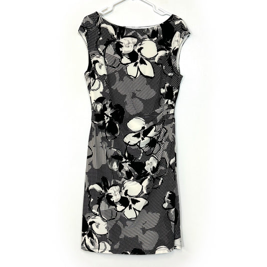 Ralph Lauren | Womens Floral Midi Bodycon Dress | Color: Black/White | Size: 14 | Pre-Owned