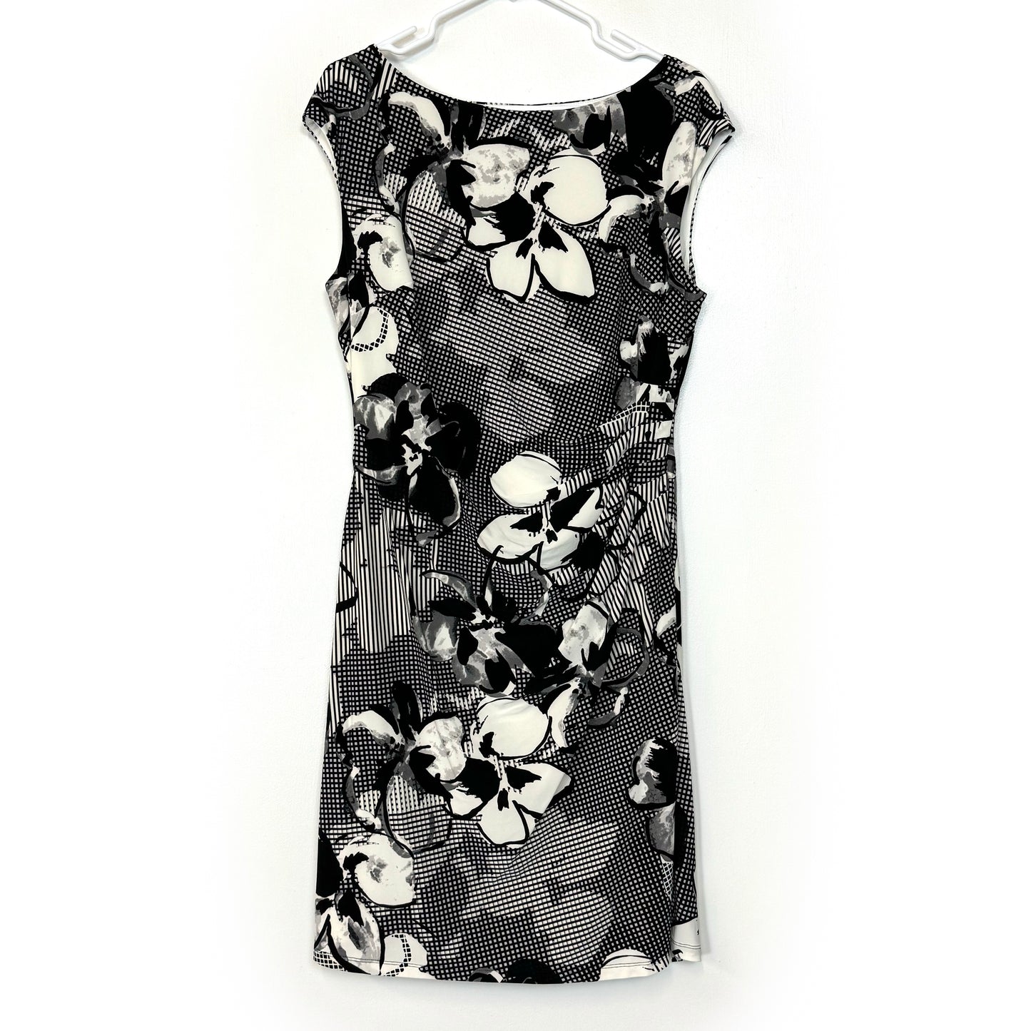 Ralph Lauren | Womens Floral Midi Bodycon Dress | Color: Black/White | Size: 14 | Pre-Owned