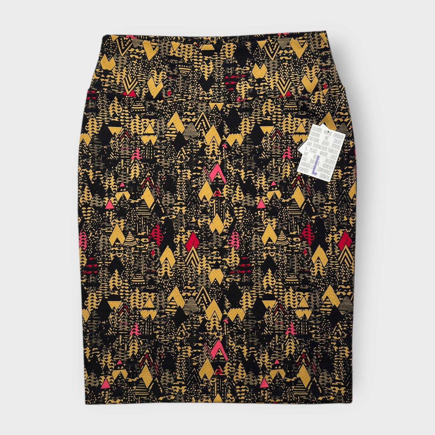 LuLaRoe Cassie Pencil Skirt - Black/Yellow Abstract - Women's L (12-14) - NWT